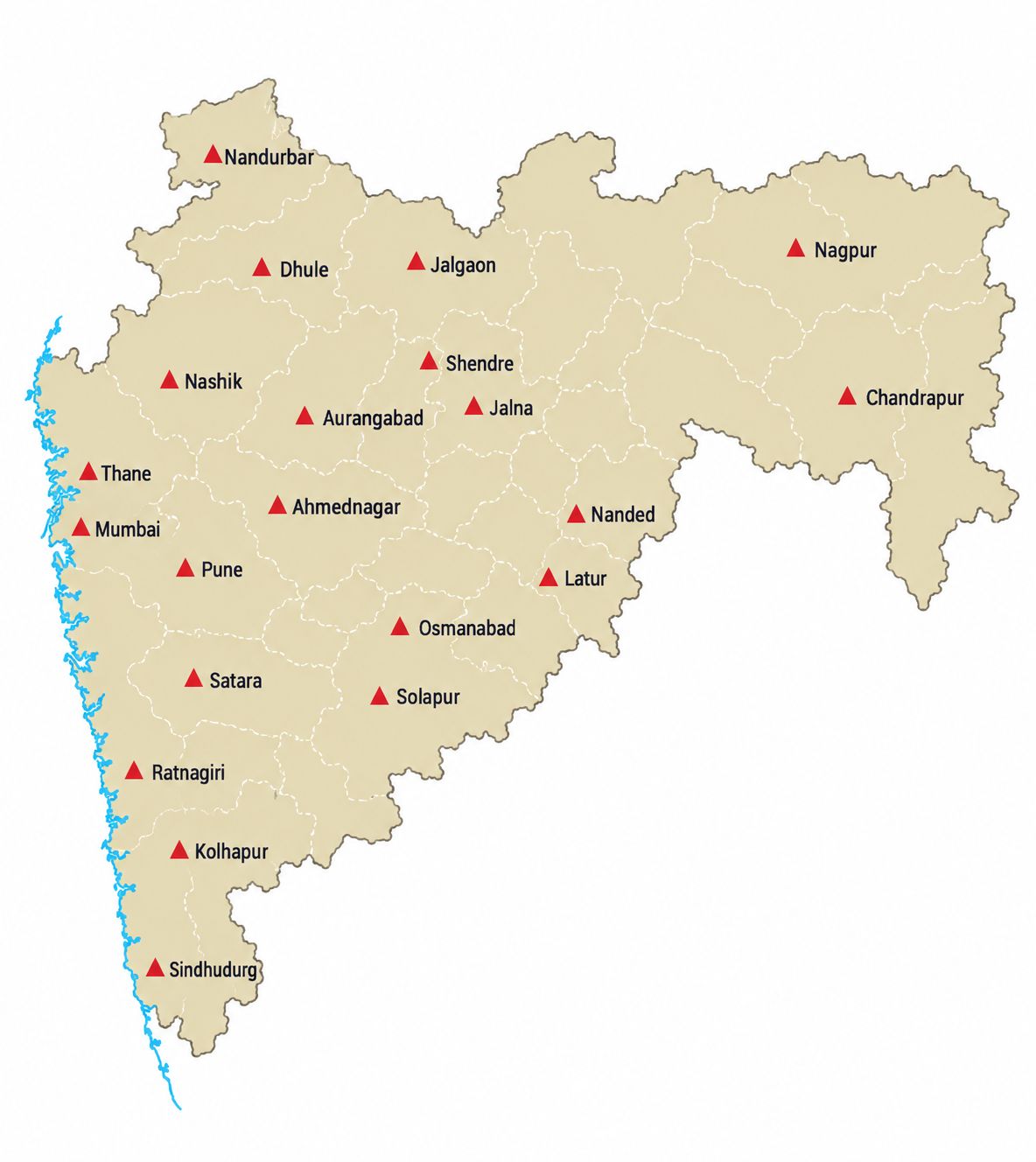 Map of small-scale industrial areas in Maharashtra